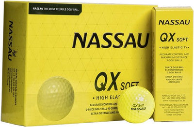 Nassau QX Soft - golfballen onbedrukt - Geel
